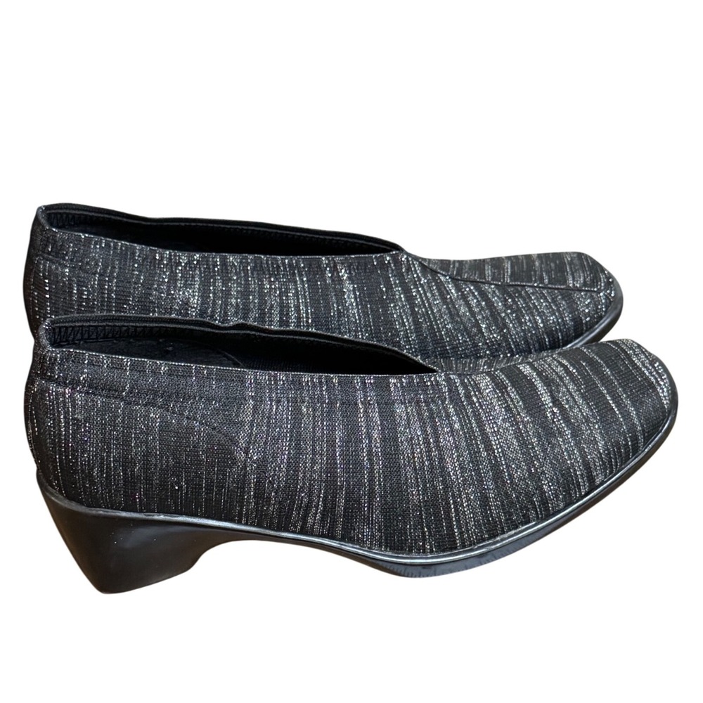 Charleston Shoe Company Black Wedge V Cut Comfort Knit Slip On Size 6 - Picture 3 of 6